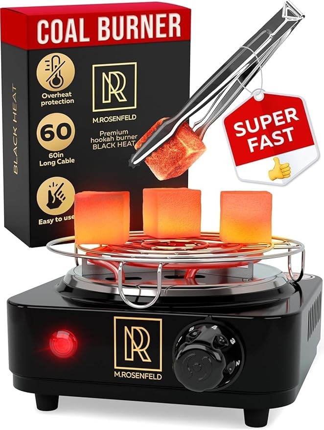 Hookah Coal Burner 500W with Grid – Coal Burner for Hooka Cubes Black Heat Hooka