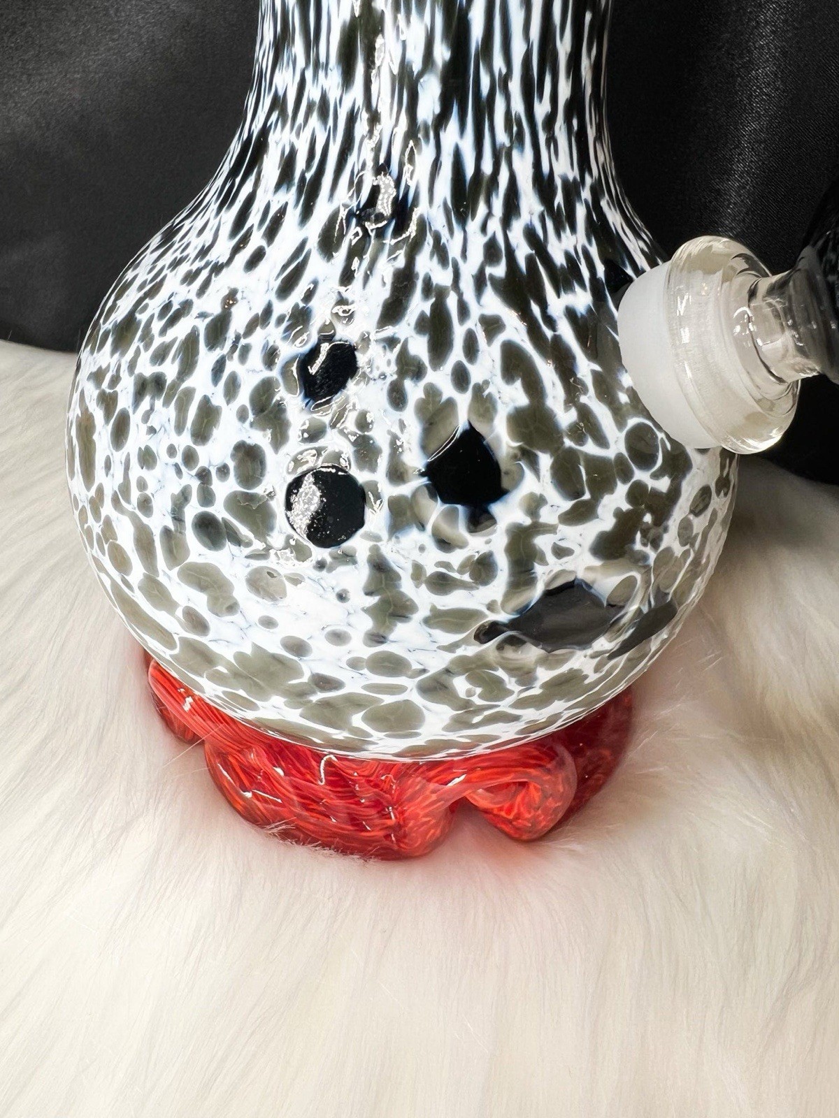 Noble Glass Black & White Speckled Bong Soft Glass Heady USA Made 13 Inch Bong