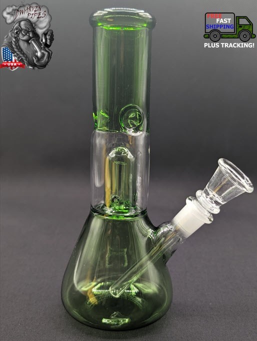 8&Prime; Inch Glass Hookah Water Pipe Bong Green + 5 FREE Screen (Colored Glass)