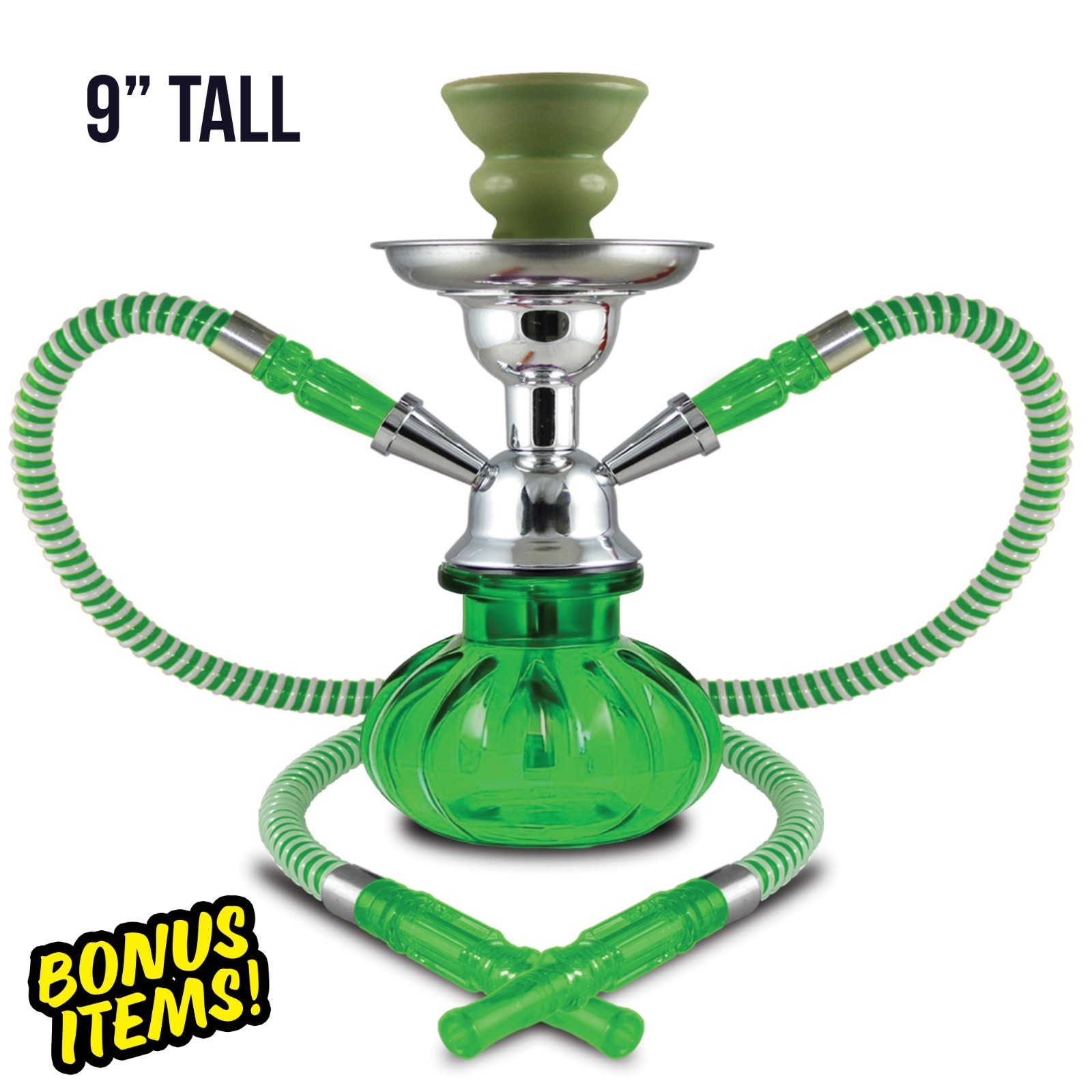 9&Prime; Green 2 Hose Hookah Set Pumpkin Premium Hookah Shisha FAST SHIPPING