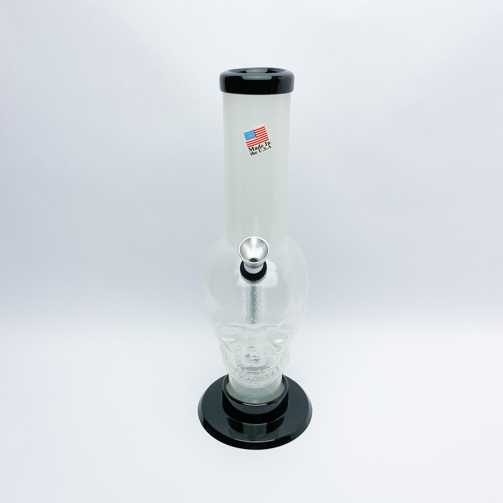 Acrylic 9&Prime; Inch Tall Frosted Skull Face Bubble Design HOOKAH WATER PIPE BONG