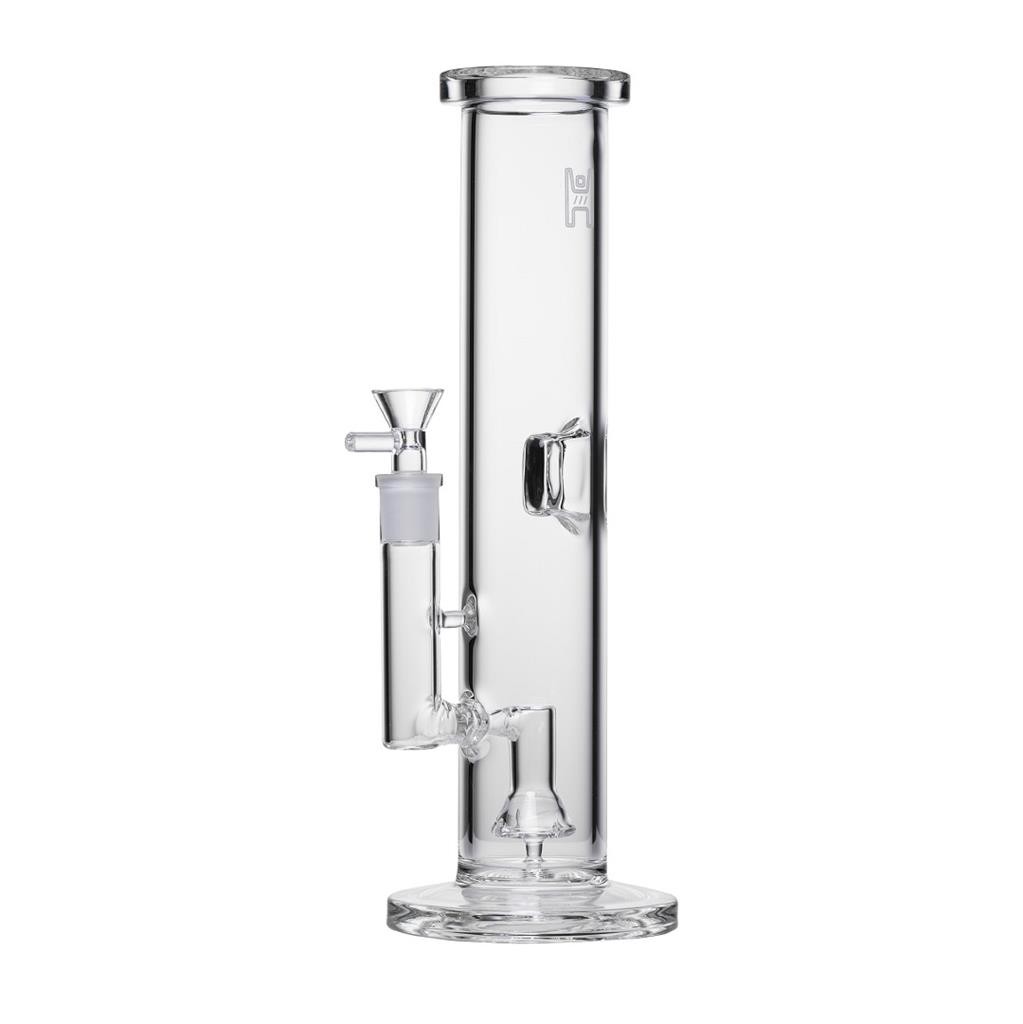 Human Grade 12&Prime; Tube Water Pipe CLEAR W PINK ACCENT Thick Boro Glass