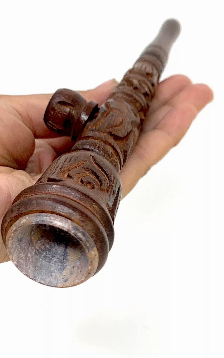 Ebony Wood Smoking pipe Stone Bowl Hookah Style 2 in 1 6.5 inches