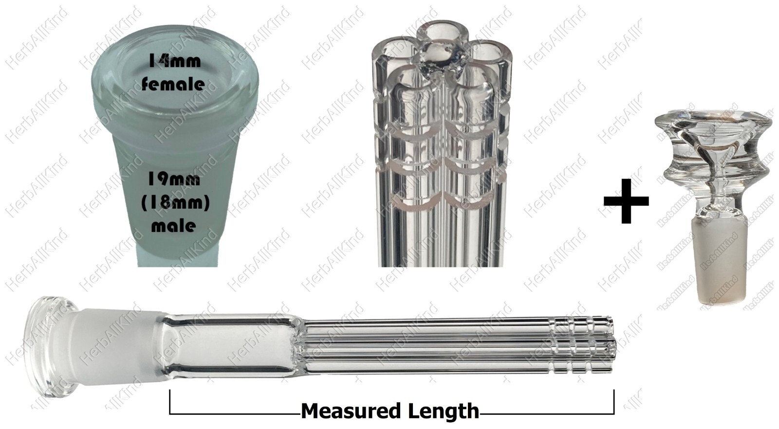 3&Prime; Glass Downstem & Bowl 5-Arm Tree Barrel Tube 19mm / 18mm to 14mm Slide 10-Cut