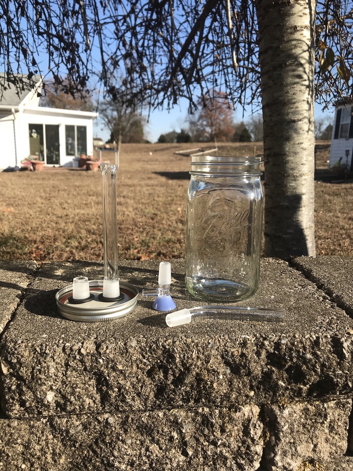 Rifle Downstem Mason Jar Bong 32oz 14mm Thick Bowl Water Pipe Bubbler Mouthpiece