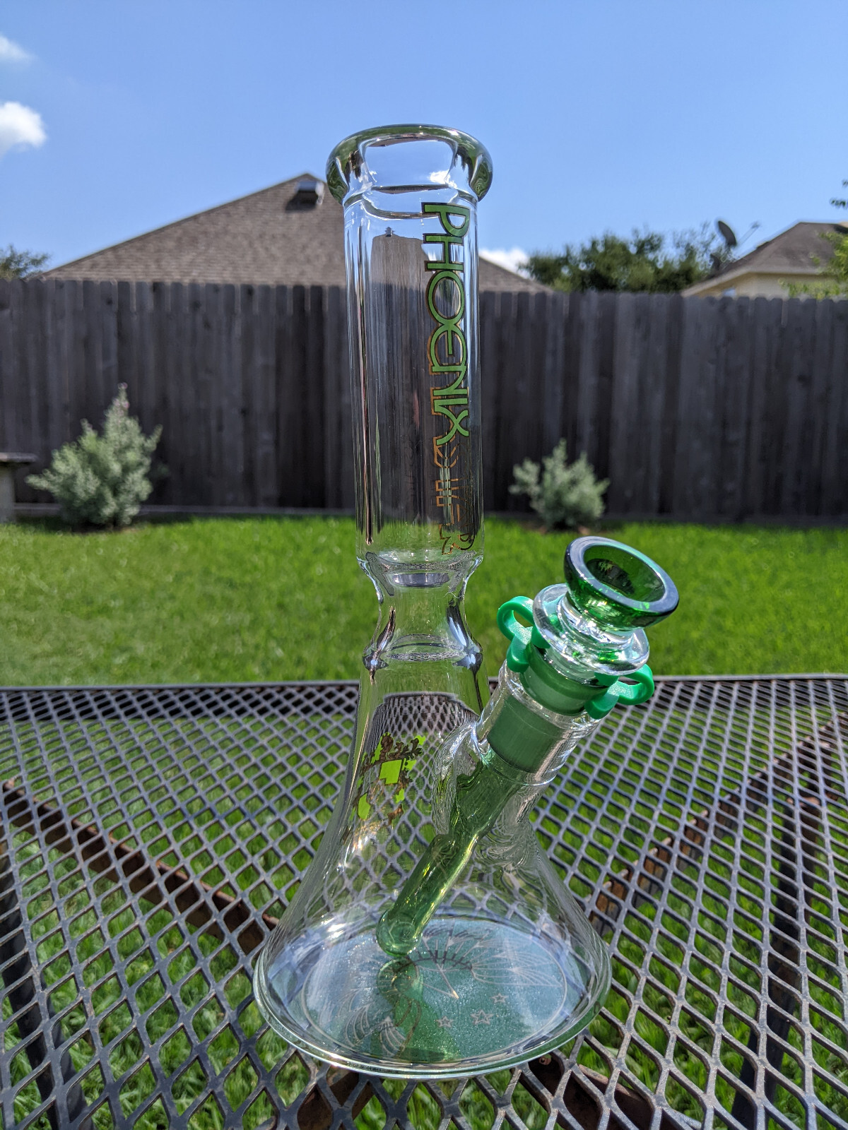 Glass Beaker Water Pipe – Phoenix – 10&Prime; inch – 14.4mm – Green v2