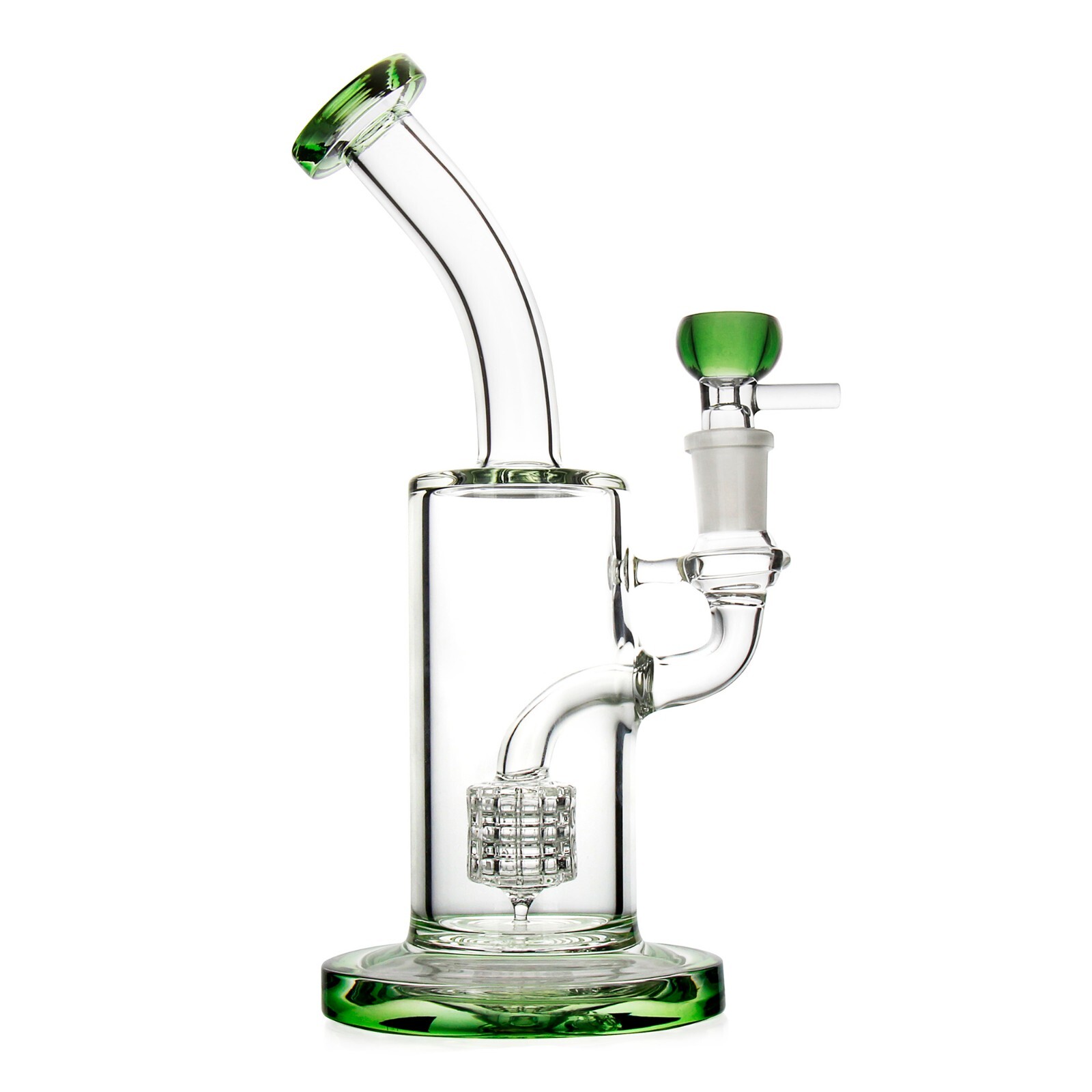 8.5 » Green Glass Bong Heavy Water Pipe Glass Hookah Smoking Bong with 14mm Bowl