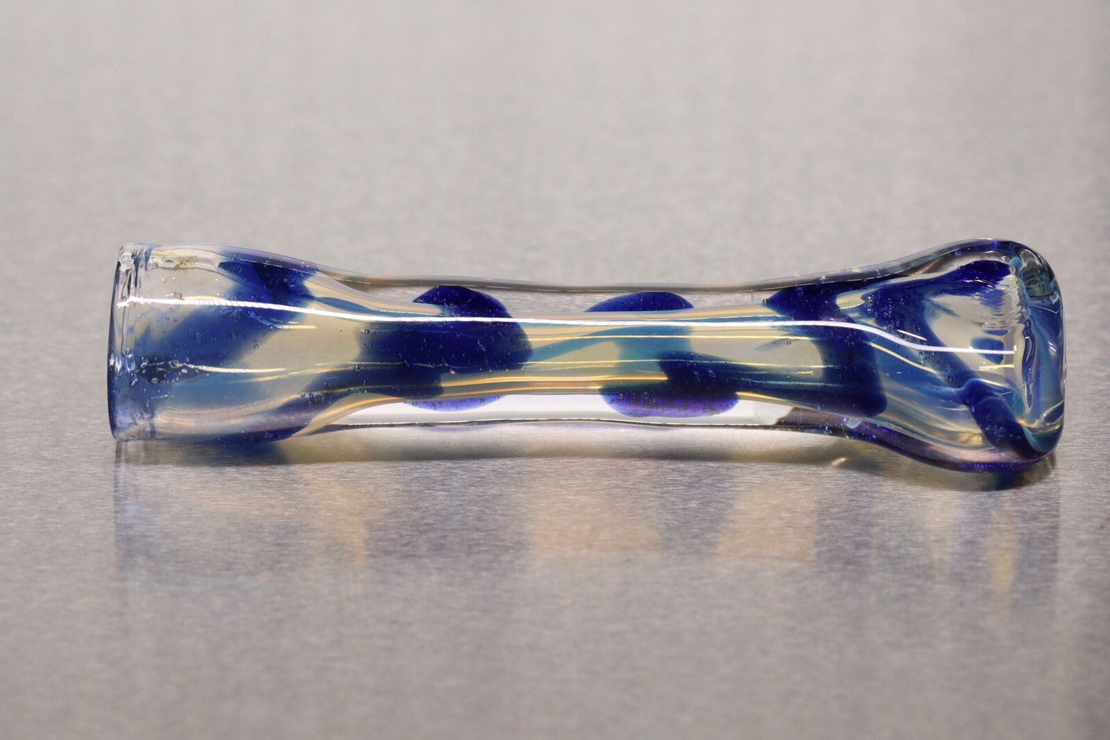 FLOWER ONE HITTER BLOWN GLASS HEAVY HAND PIPE BOWL OG SMOKING 3”CHILLUM BLUE USA