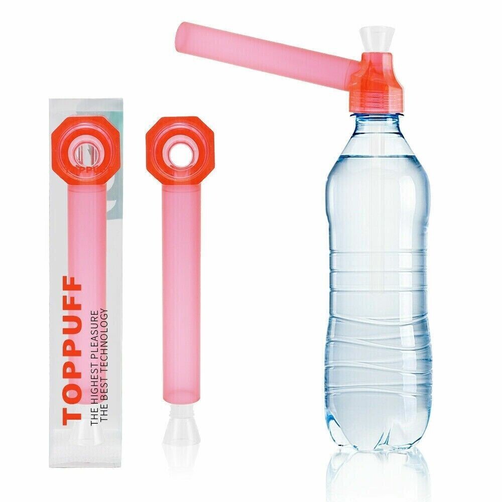 Pink Top Puff Portable Hookah Screw on Bottle Converter Water Glass Bong Pipes