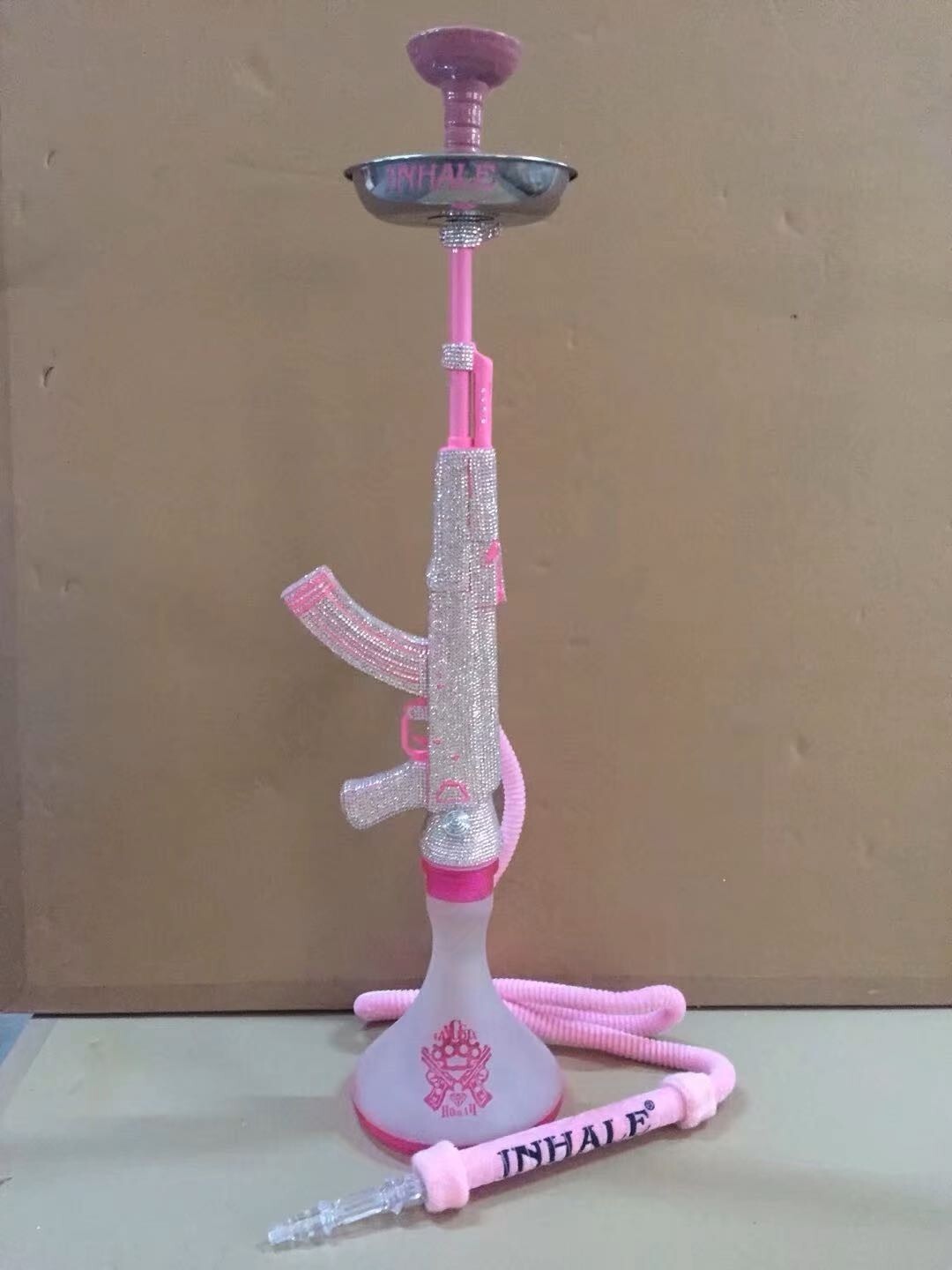 34&Prime; Shooter Original Diamond Gangsta(TM) gun hookah By INHALE Pink
