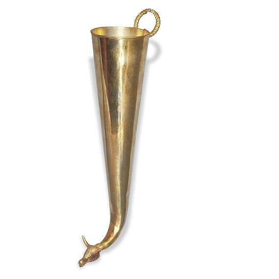 Brass Gaumukhi Shringi for Abhishek, Bathing Pot for Gods, Shringi Pipe 10 cm