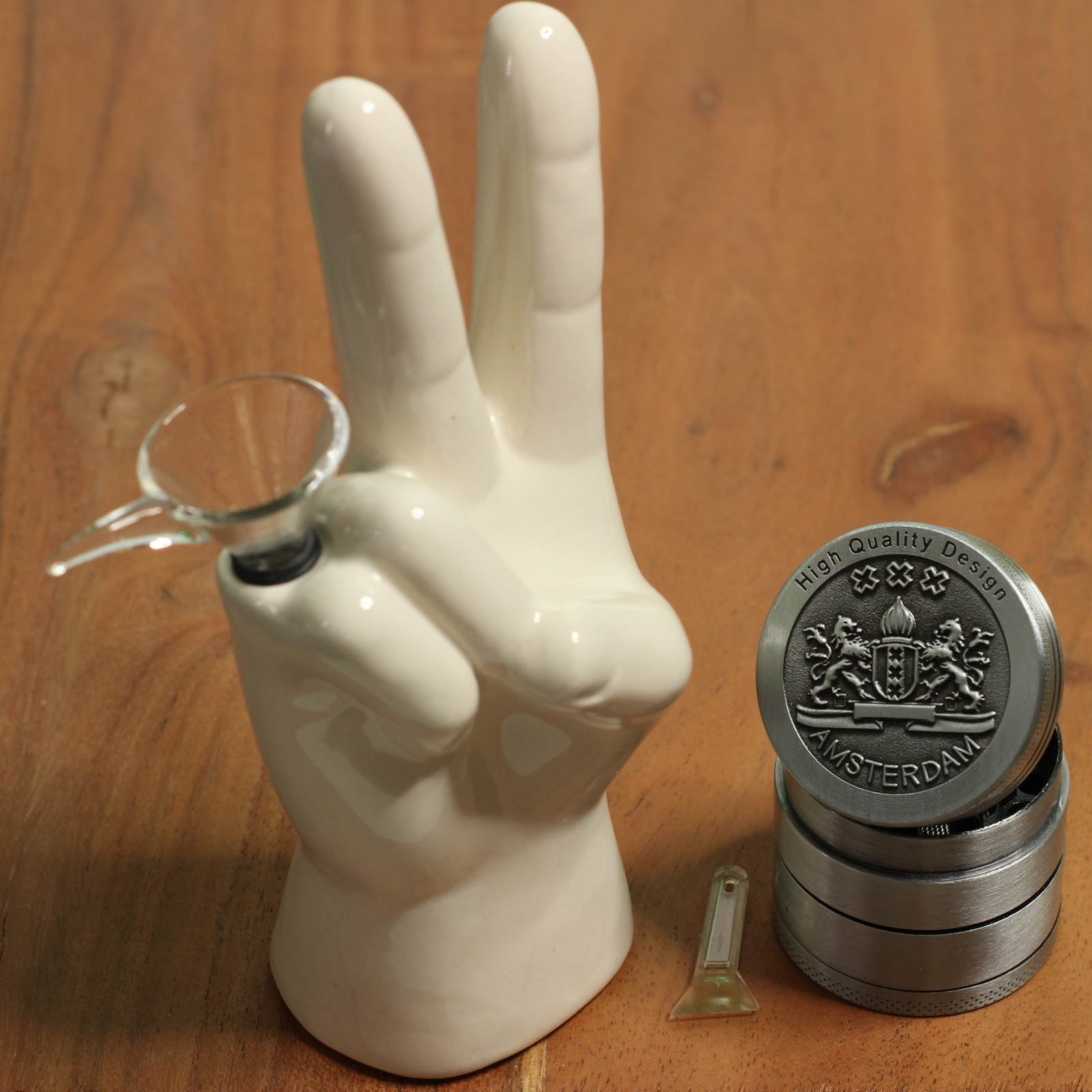 PEACE Symbol PIPE with 4pc Grinder smoking Pipe Thick Ceramic 5.5&Prime; in Gift Box