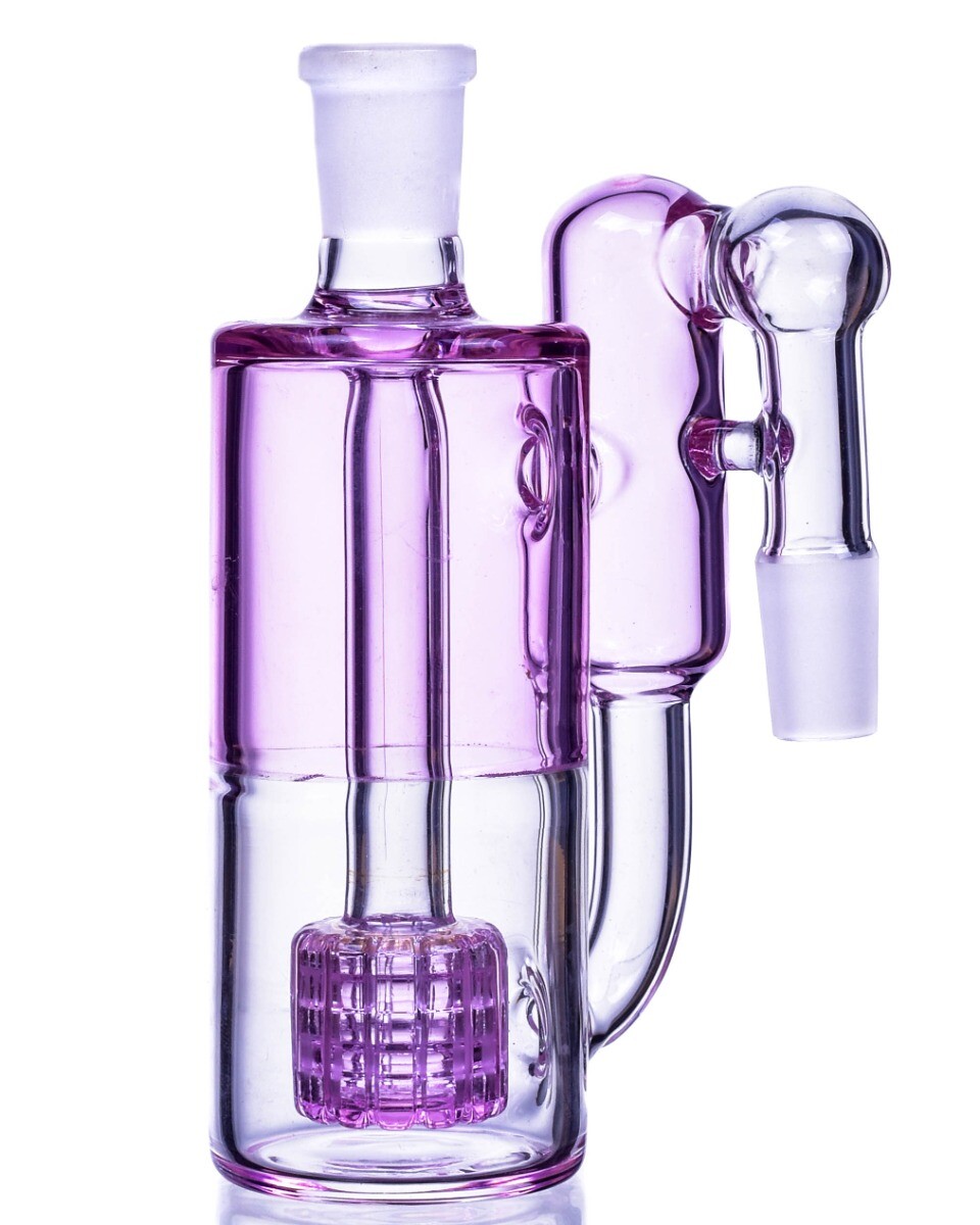 14MM THICK Ash Catcher DOUBLE CHAMBER BONG COOL Hookah 90° ANGLE PINK BONG *USA*