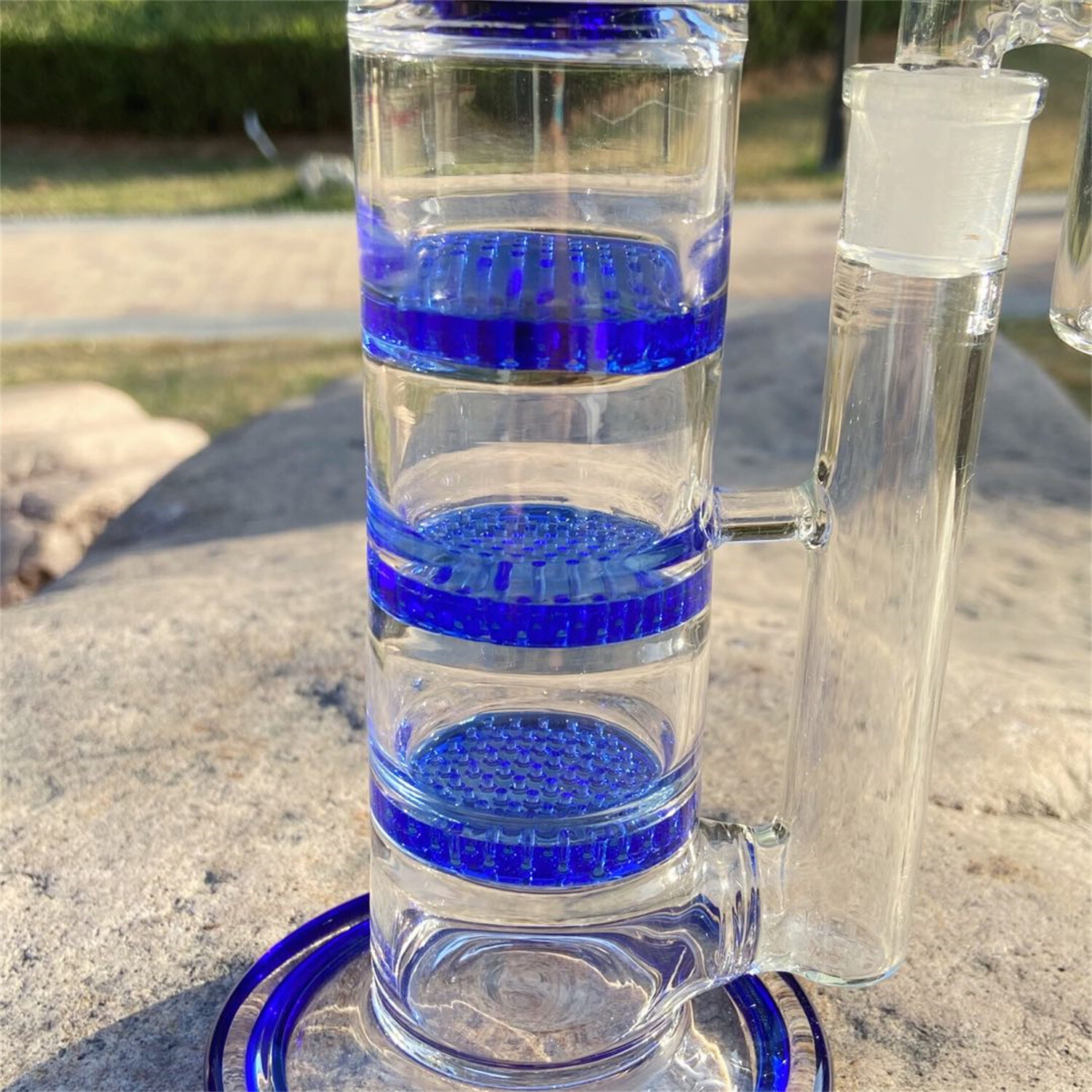 Blue 12.6 » Glass Honeycomb Filter Bong Smoking Hookah Water Pipe W/Ash Catcher