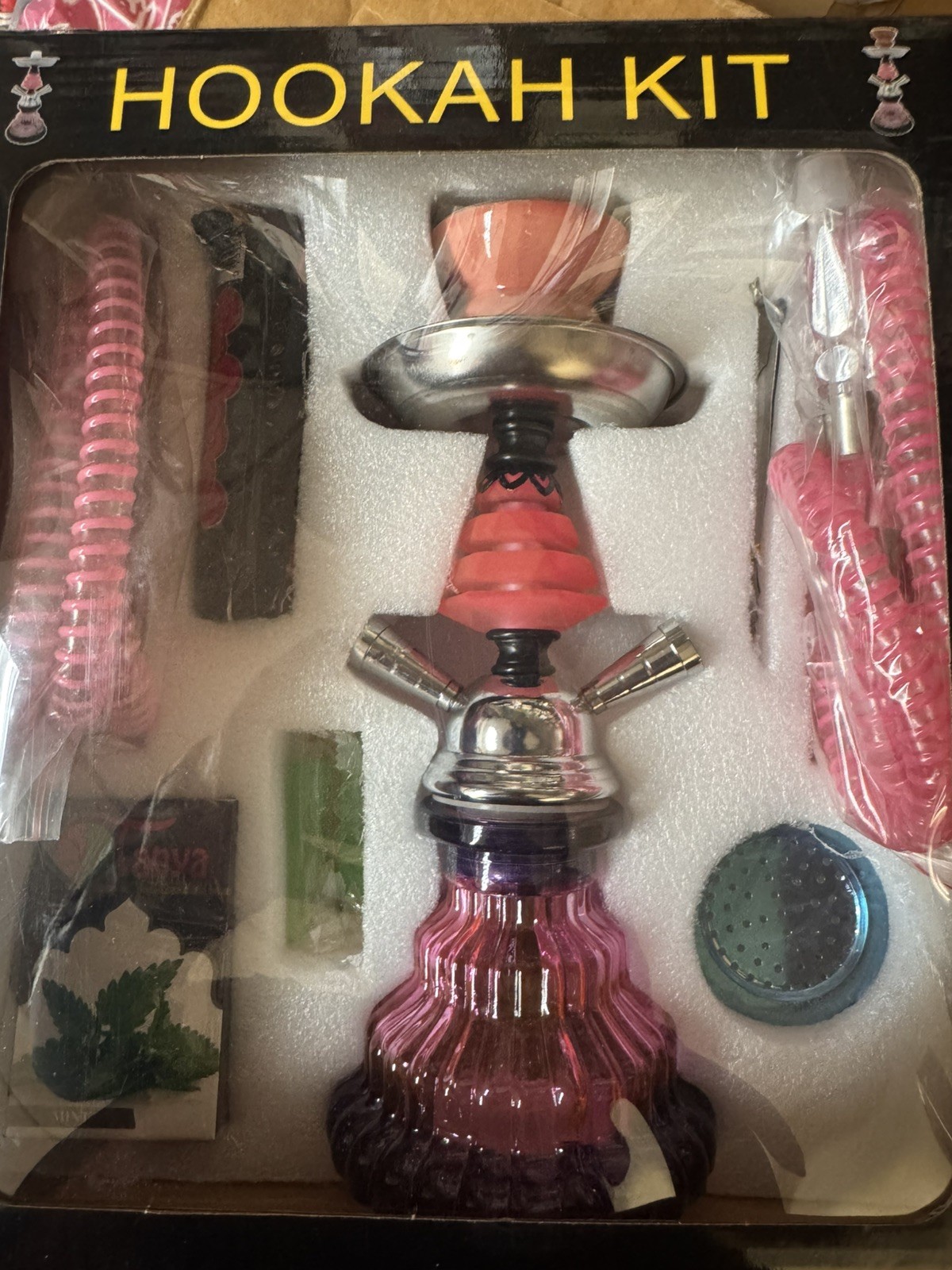 2 Hose Hookah Kit Shisha Full Set Everything Included Beginner Starter Pink