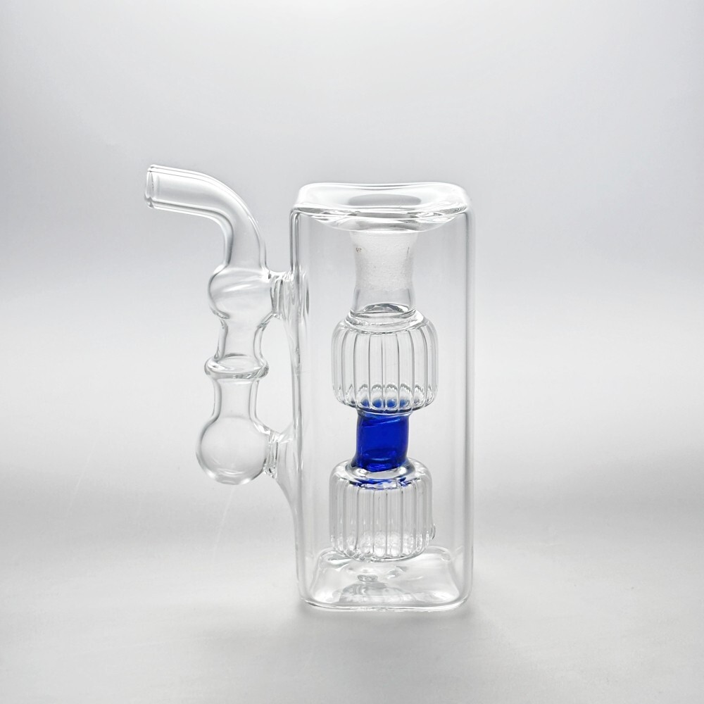 4&Prime; Glass Bong Double Filter Perc Smoking Water Pipe Hookah Bubbler W/Bowl