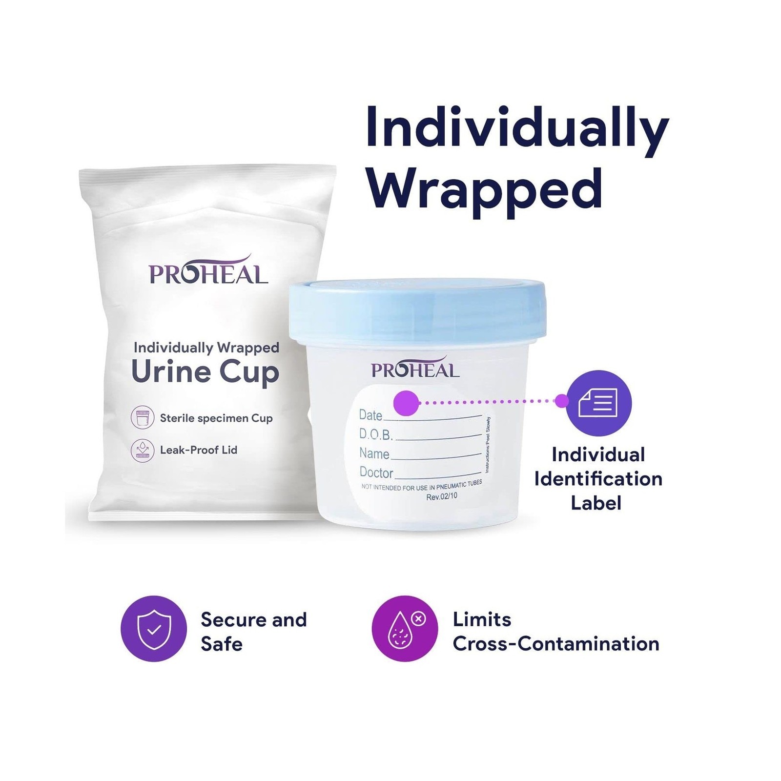 Sterile Urine Specimen Cups with Lids (2PK)- 4 oz. Sample Urine Cups for Spec…