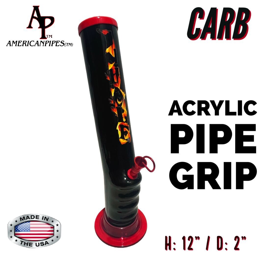 INHALE®️ 2X12&Prime; GRIP ACRYLIC HOOKAH WATER PIPE WITH CARB MADE IN THE USA