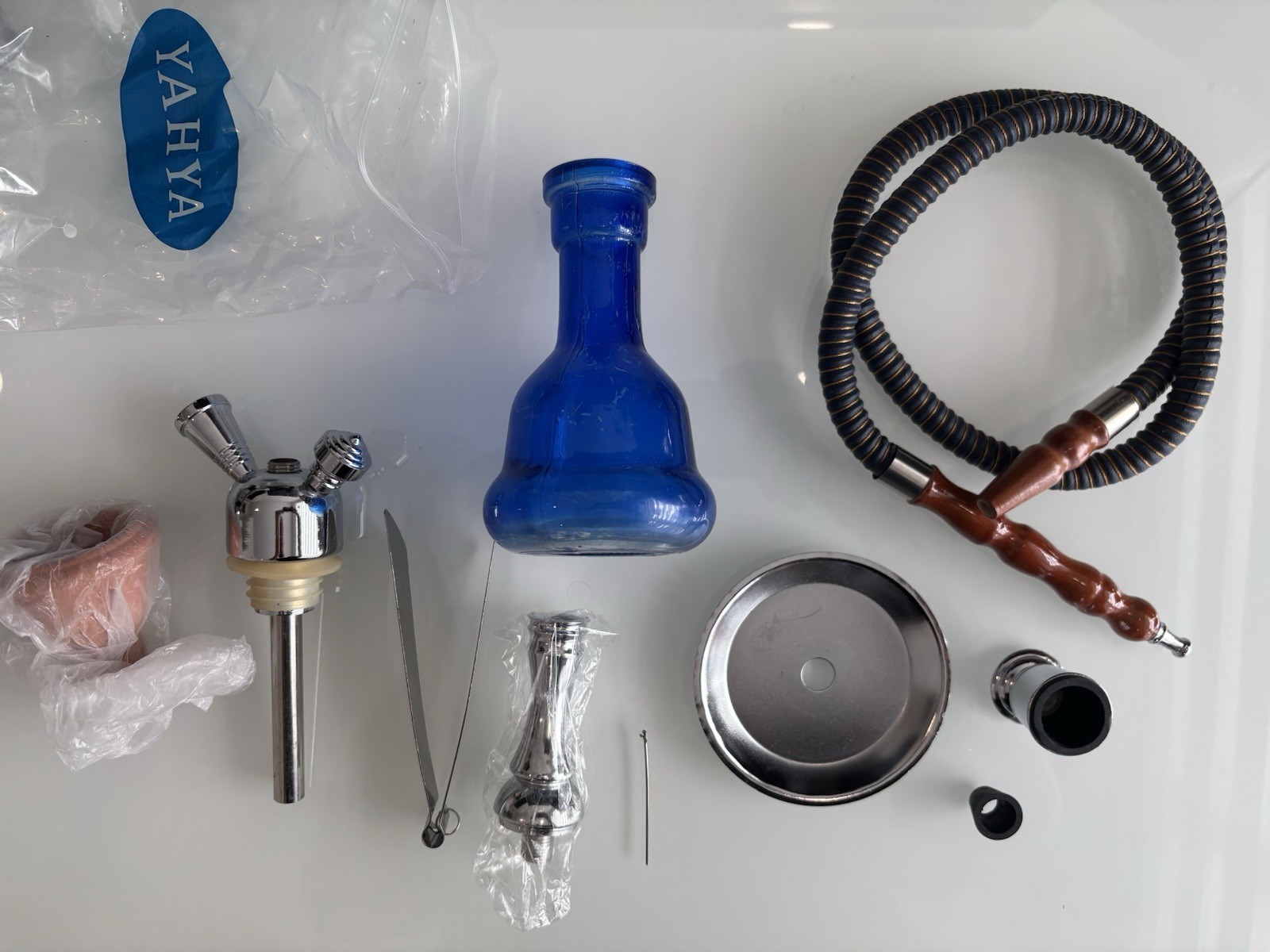 Yahya Hookah Shisha Mini Glass Smoking Pipe w/ Travel Case vtn