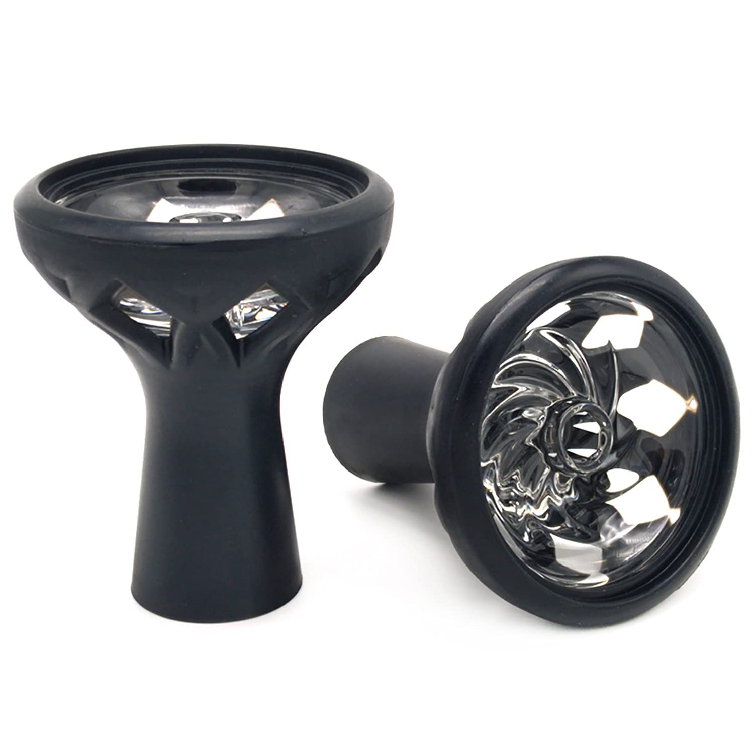 Silicone Hookah Bowl with Hurricane Crystal Glass Core with Wide Hole Easy Cl…