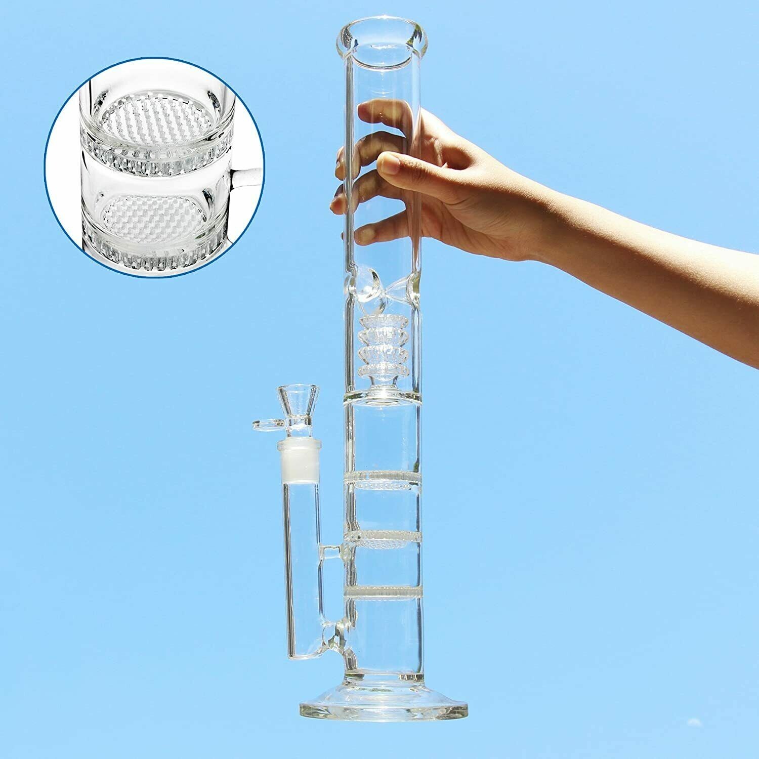 16.5&Prime; Heavy Glass Bong Hookahs Honeycomb Percolator Water Pipe Bowl for Smoking