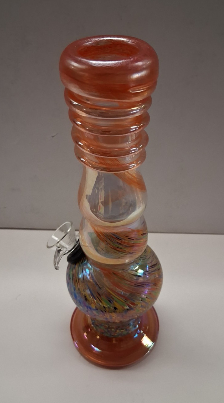 9&Prime; HEAVY SOFT GLASS WATER PIPE BONG HOOKAH BUBBLE PULL BOWL CARB ORANGE 85