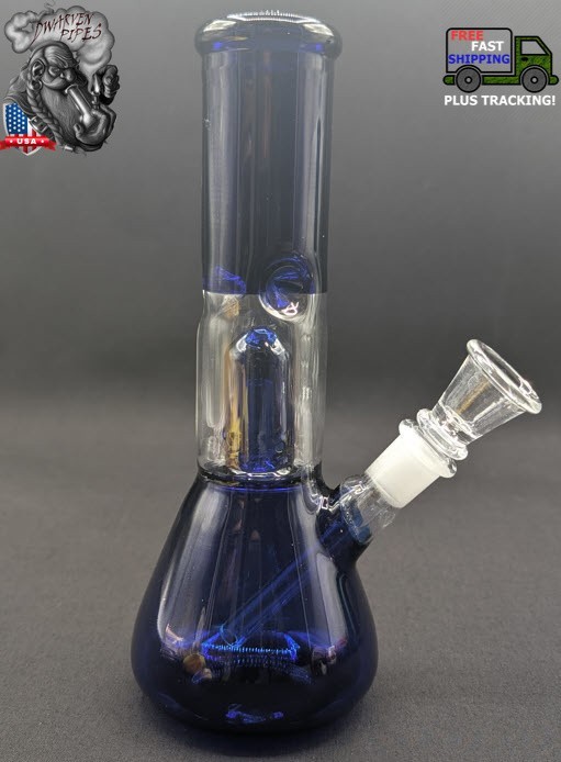 8&Prime; Inch Glass Hookah Water Pipe Bong Blue + 5 FREE Screen (Colored Glass)