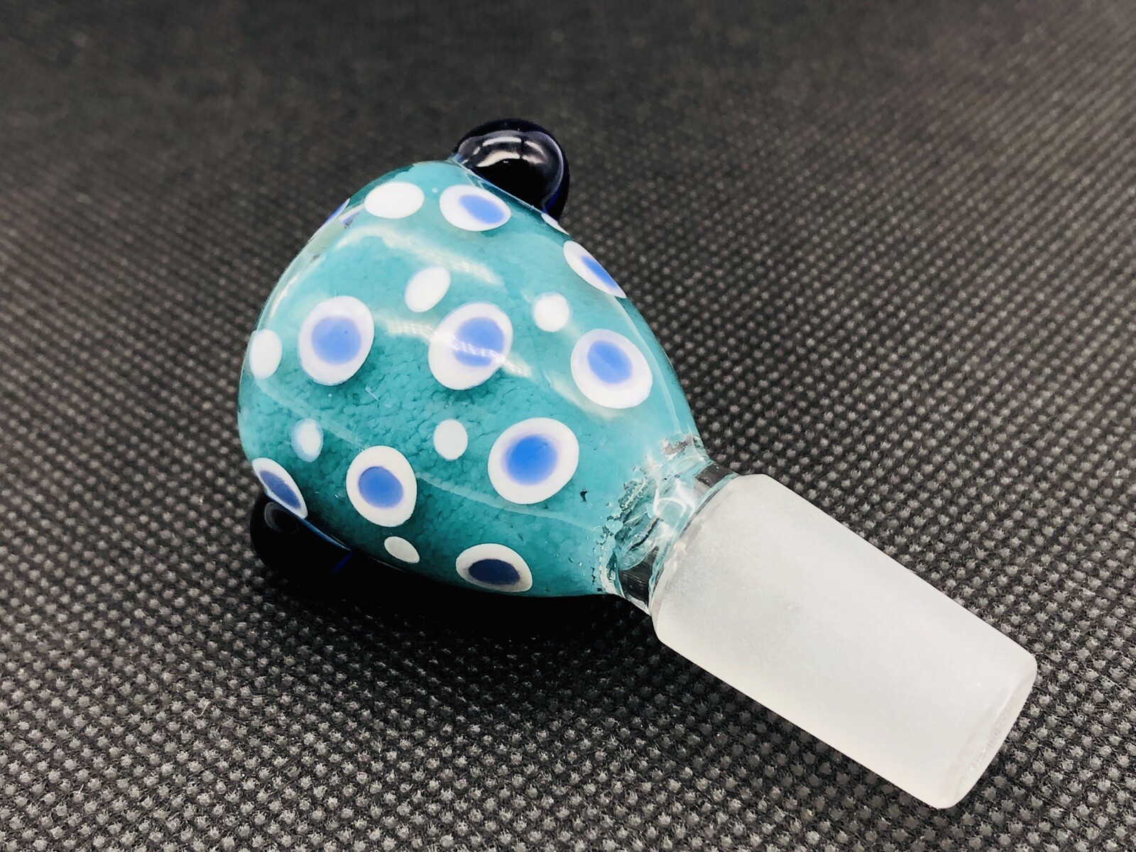 New 14mm Collectible Turquoise & Clear Premium Glass Bowl Male Joint Art USA