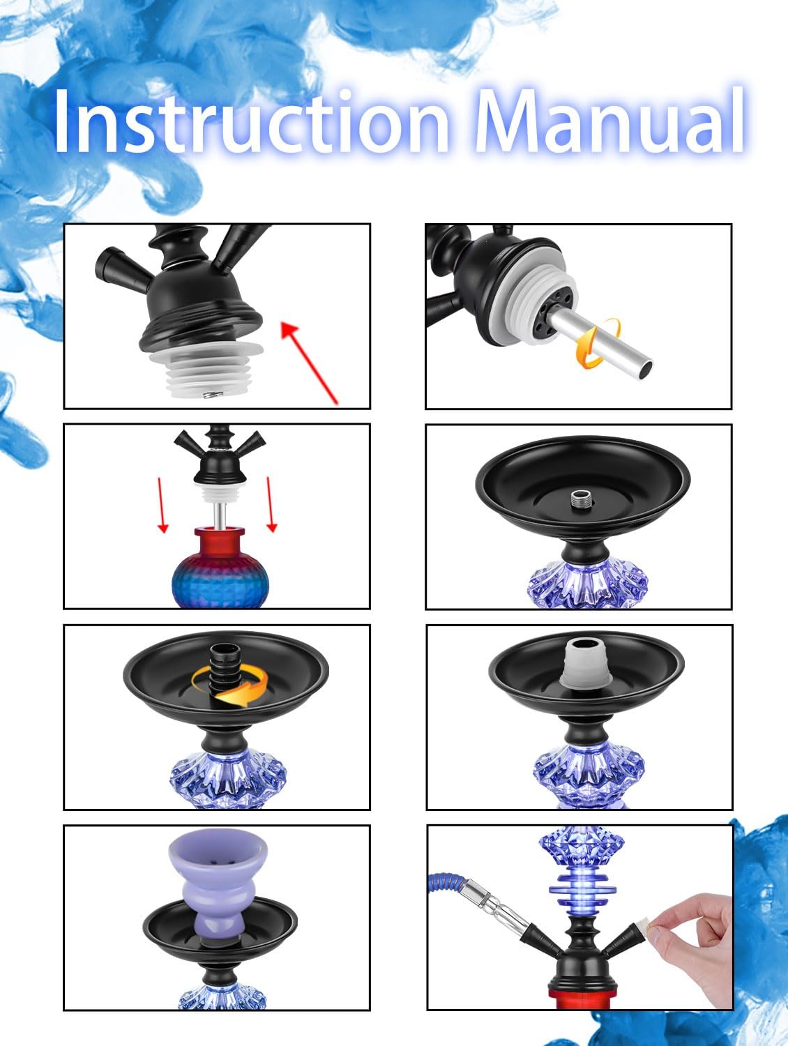 12 » Hookah Set 2 Hose Shisha With 2 Count (Pack of 1), Blue