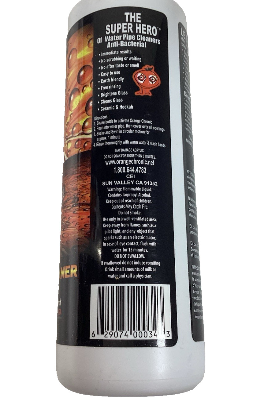 Orange Chronic Glass Bong Cleaner 16 oz Bottle
