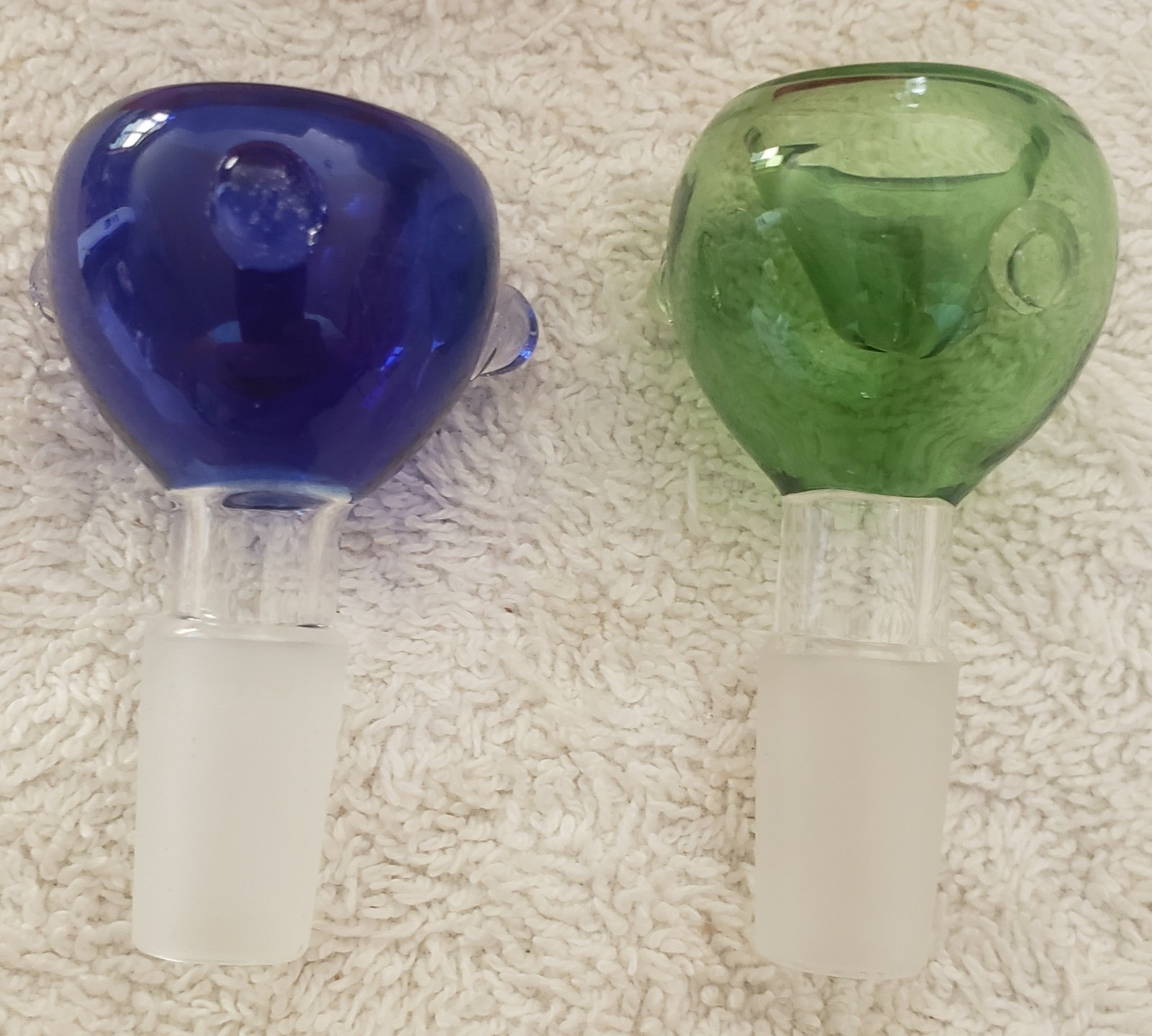 2pcs 14mm Male Glass Bong Tobacco Bowl for Smoking water Pipe Bong Blue & Green