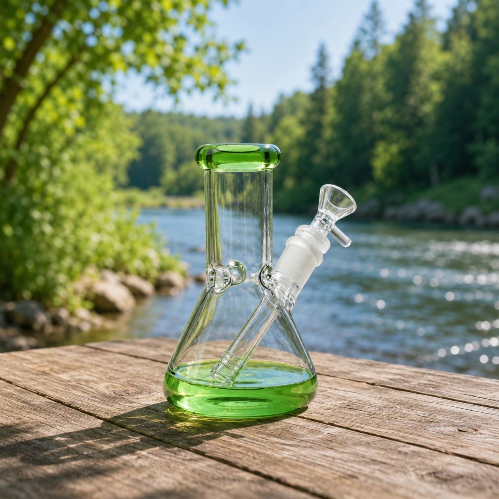 Small 6&Prime; Green Glass Bong Thick Smoking Water Pipe Beaker Bubbler W/Bowl US