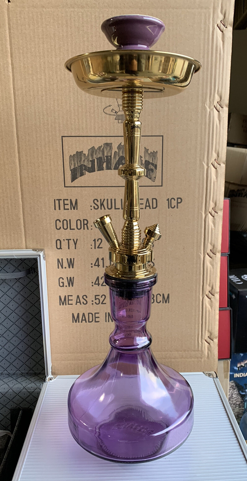 INHALE 21’’ HEAVY DUTY SOLID BRASS HOOKAH IN A SUITCASE *PURPLE*