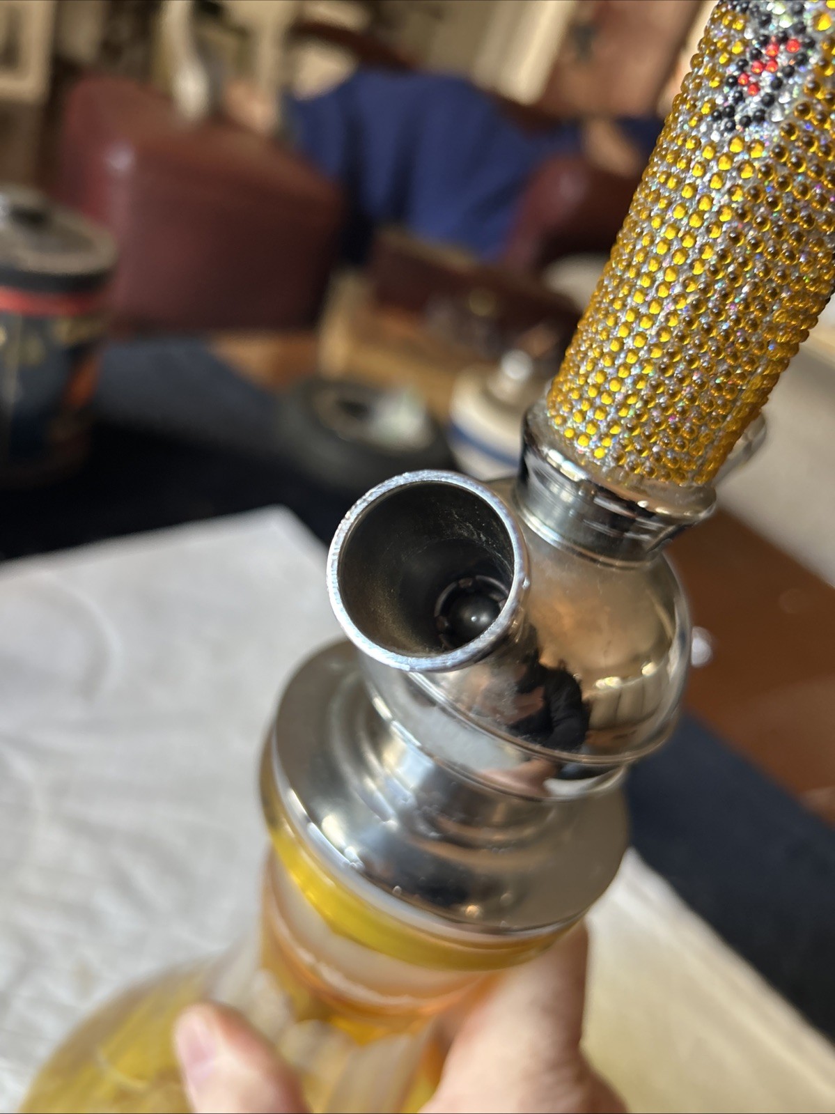 Hookah Gold Cut Glass Stainless Steel and Grateful Dead? Skull And Roses Parts