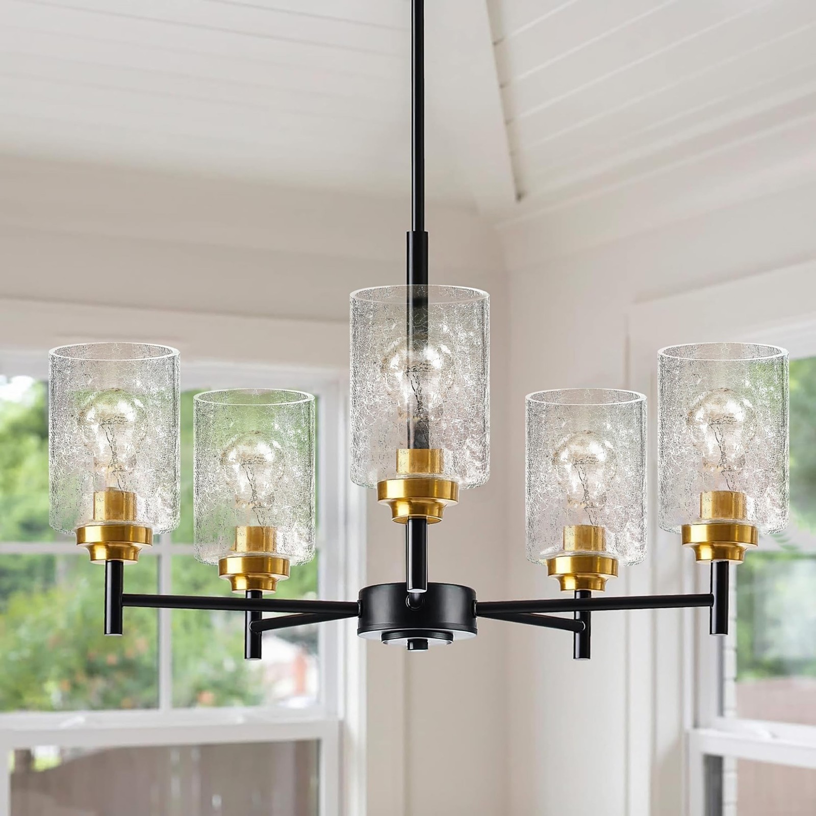 GO&SO 6Pcs Crack Finish Glass Lamp Shade 5.9&Prime;H 3.94&Prime;D 1.65&Prime;Fitter