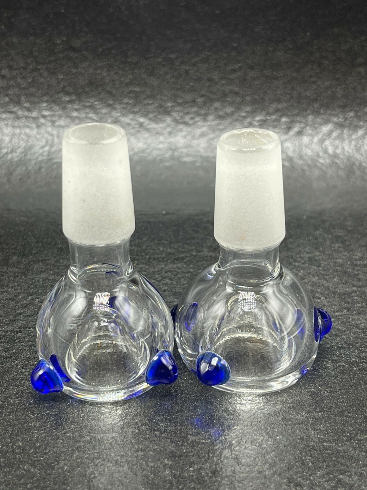 2 PACK BOWL 14MM CLEAR BLUE GLASS REPLACEMENTS FOR BONG USA SELLER FREE SCREENS