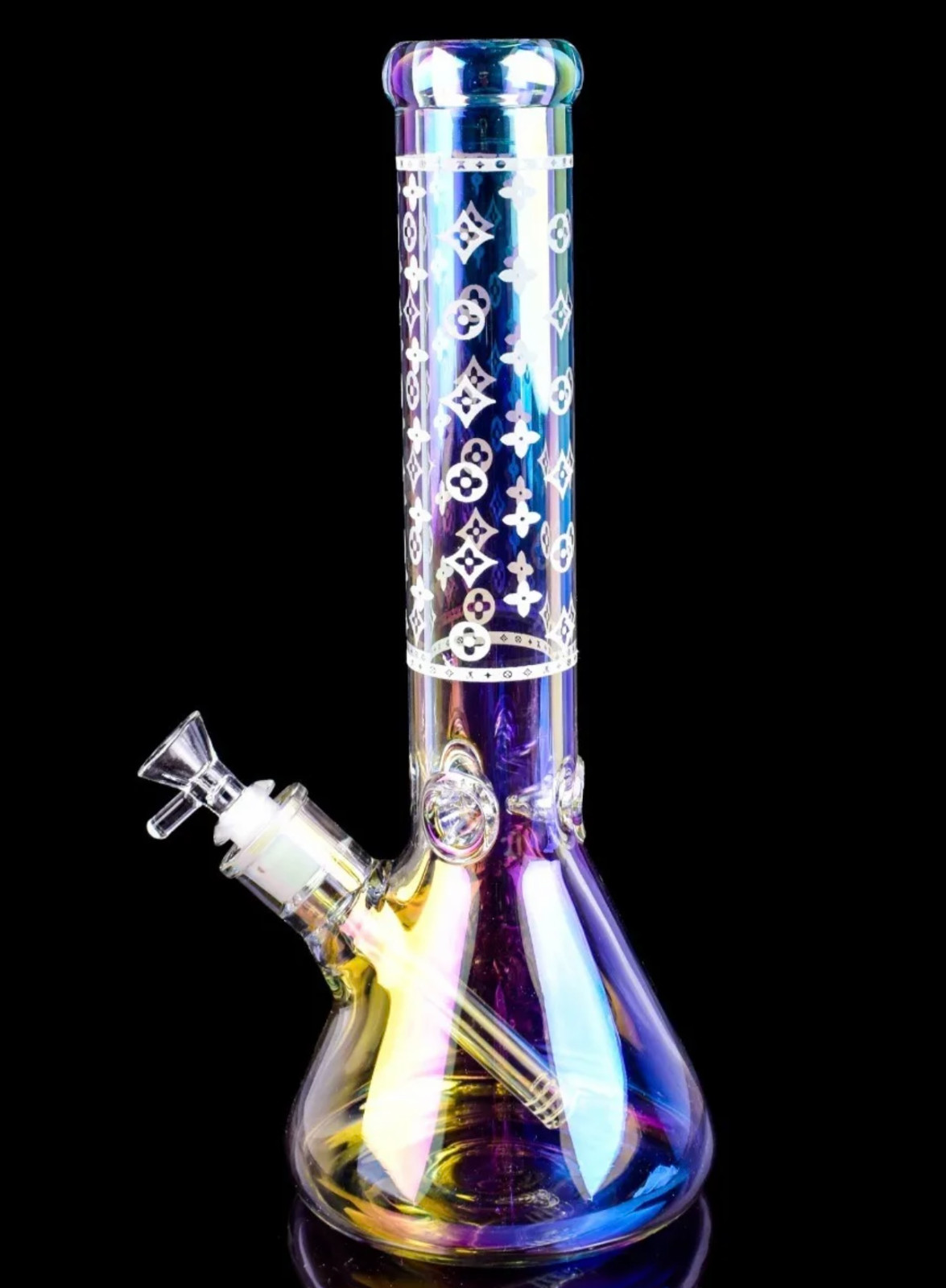 Deluxe Glass Bong 12&Prime; Inch Thick 7mm Iridescent Beaker Bong Glass Water Filter