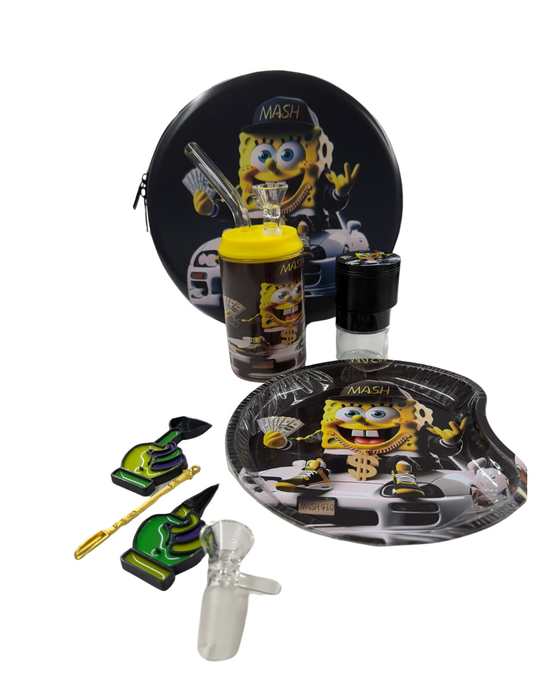 Rolling Tray Bong Waterpipe with Down stem and GiftSet smell proof