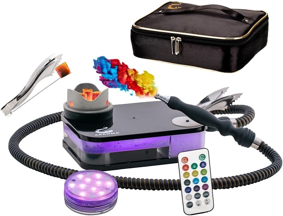 Acrylic Hookah Set Portable Personal Travel Flat Led Hookah Box with Everything