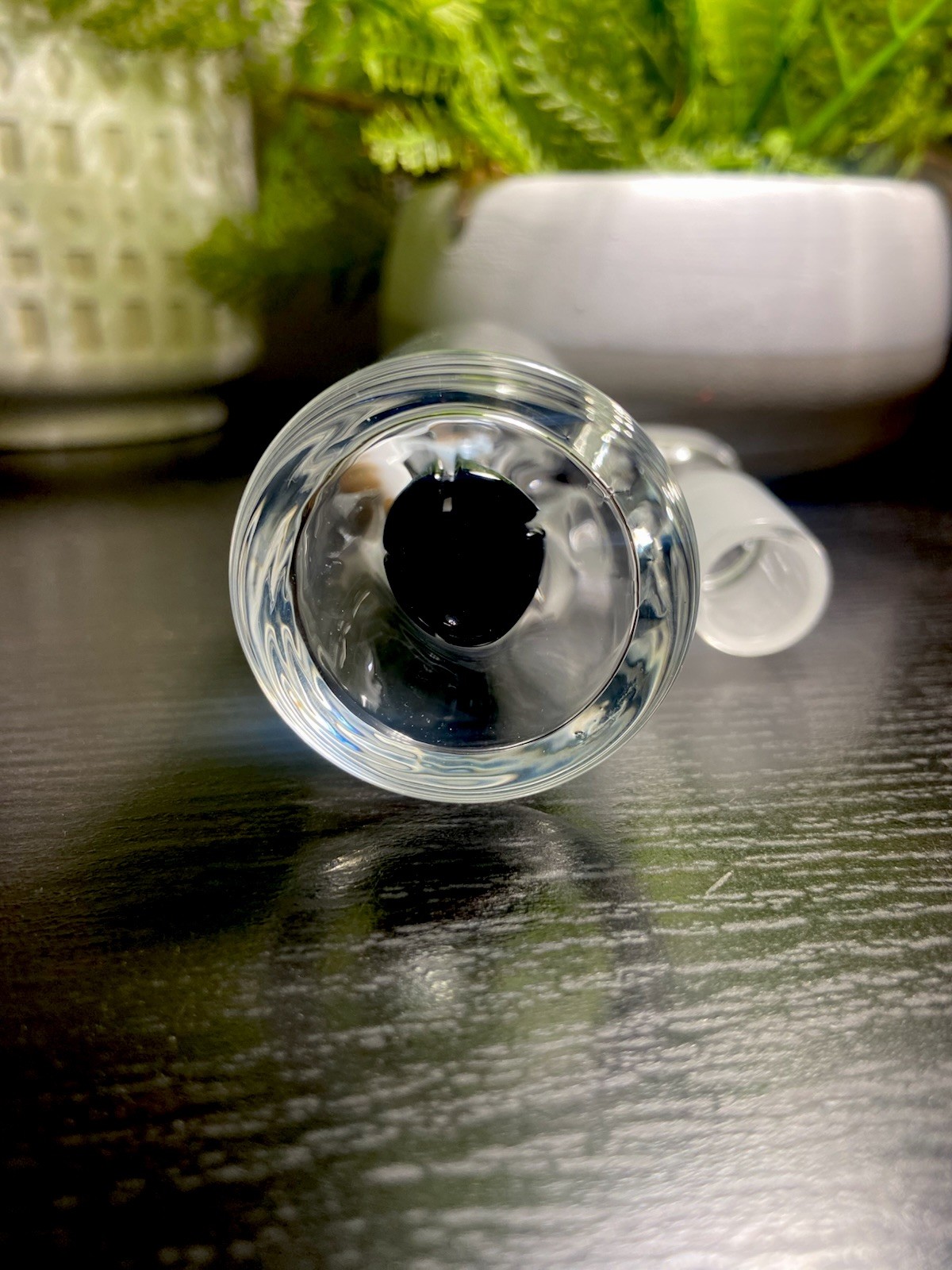 18MM Shower Head Glass Ash Catcher 90 degree Black (white Octopus).