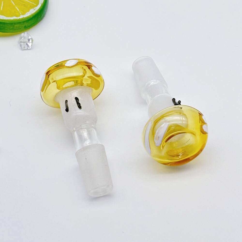 2pcs Glass 14MM Male Mushroom Bowl Smoking Slide Tobacco Bong Water Pipe Jiont