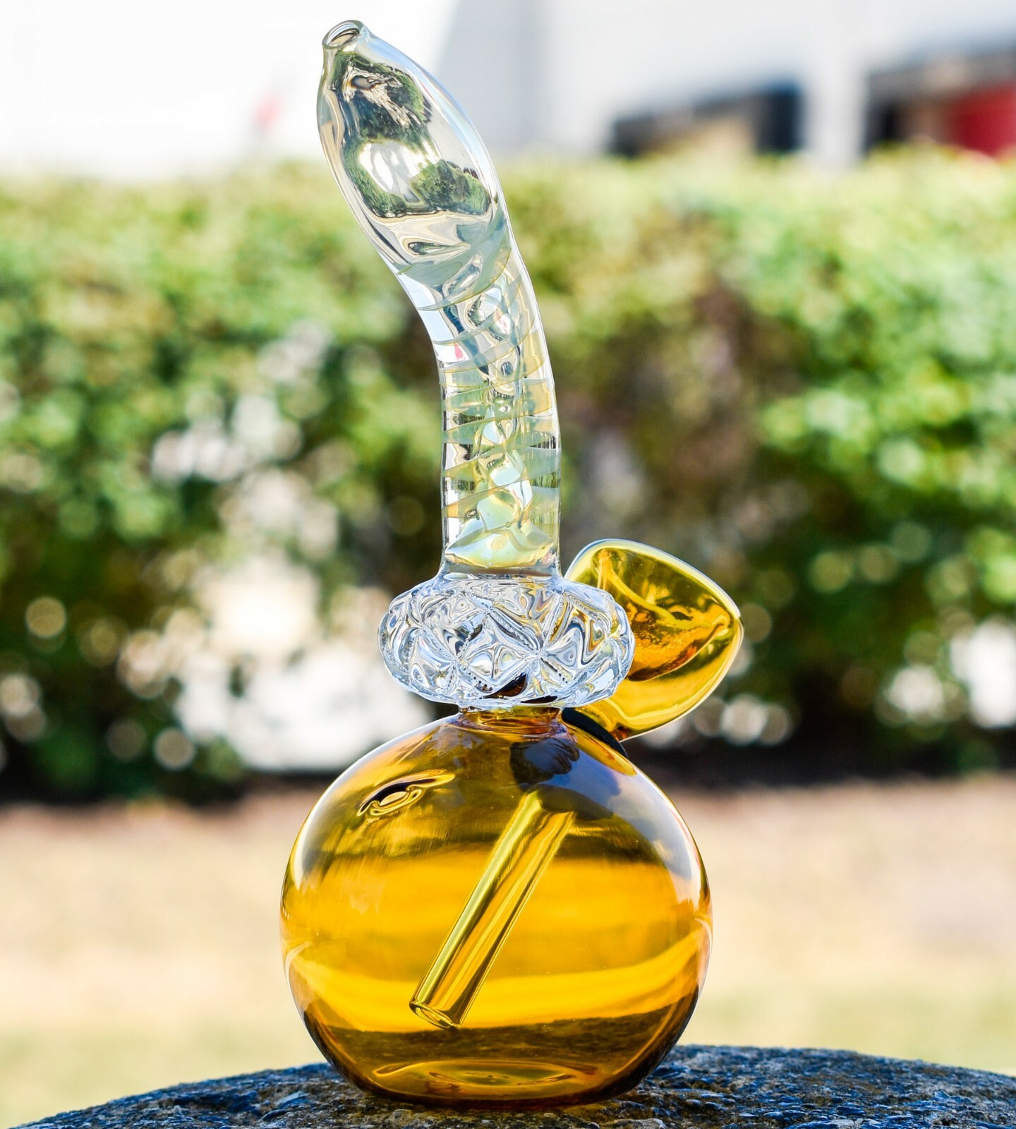5&Prime; Spiral Tilted Mini Bong Crystal Fumed 24KT Glass Water Pipe Bong Bubbler*USA*