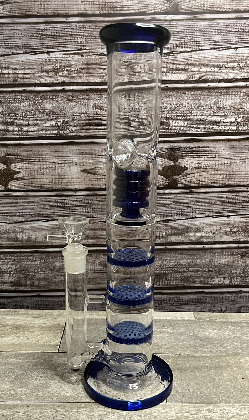 12.6 » Blue Honeycomb Filter Glass Bong Smoking Hookah Percolator Water Pipe