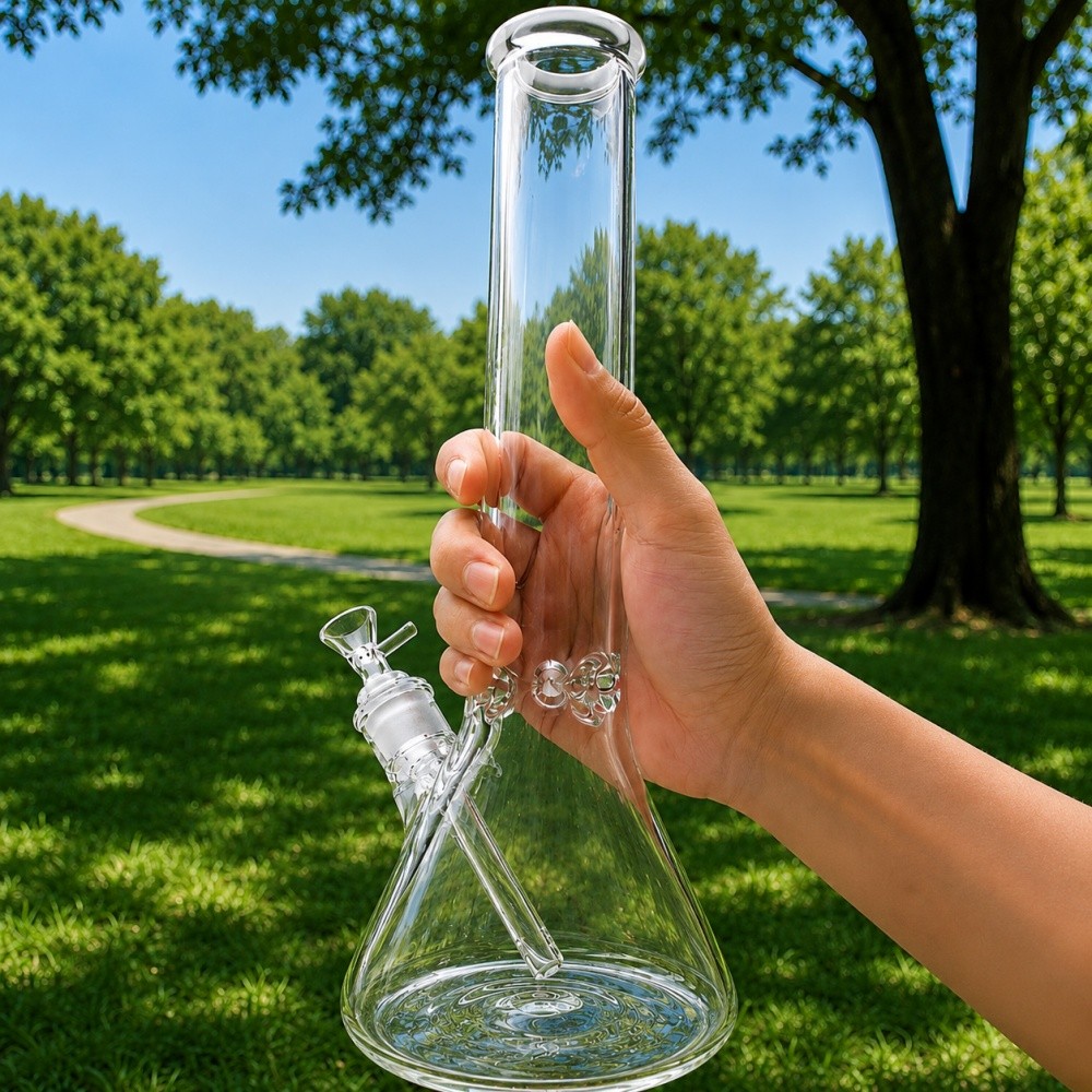 16in Heavy 6mm Thick Glass Bong Smoking Hookah Water Pipe 14mm Bowl Beaker