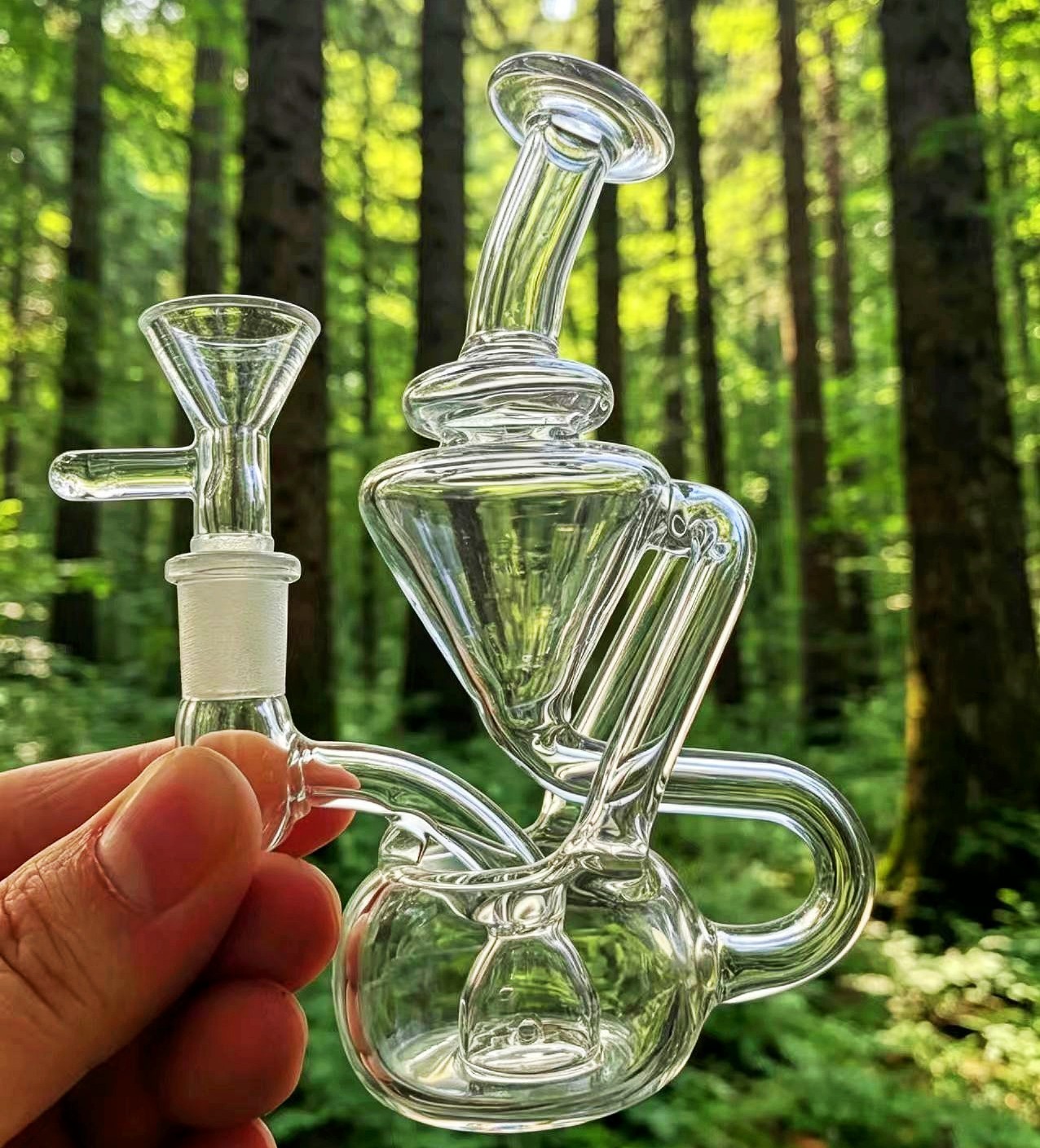 mini Glass Hookah Pipe Recycler Water Smoking Rig bong Hookah Bubbler 10mm bowl
