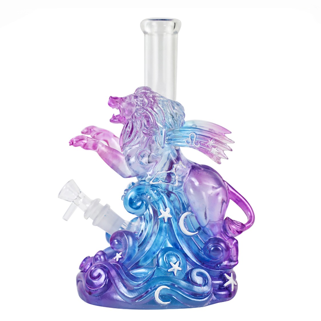 Limited Edition Crystal Lion 10in Glass Bong water pipes Smoking Bubbler w/ bowl
