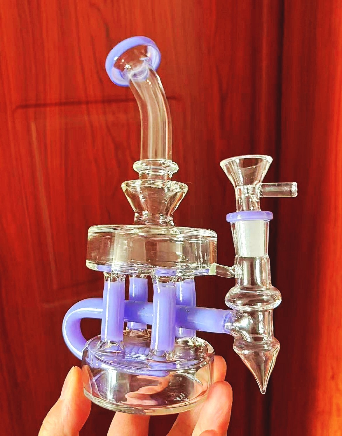 Multiple tube recycling bong recyclin Helix rig Bubbler Glass Water Hookah 14mm