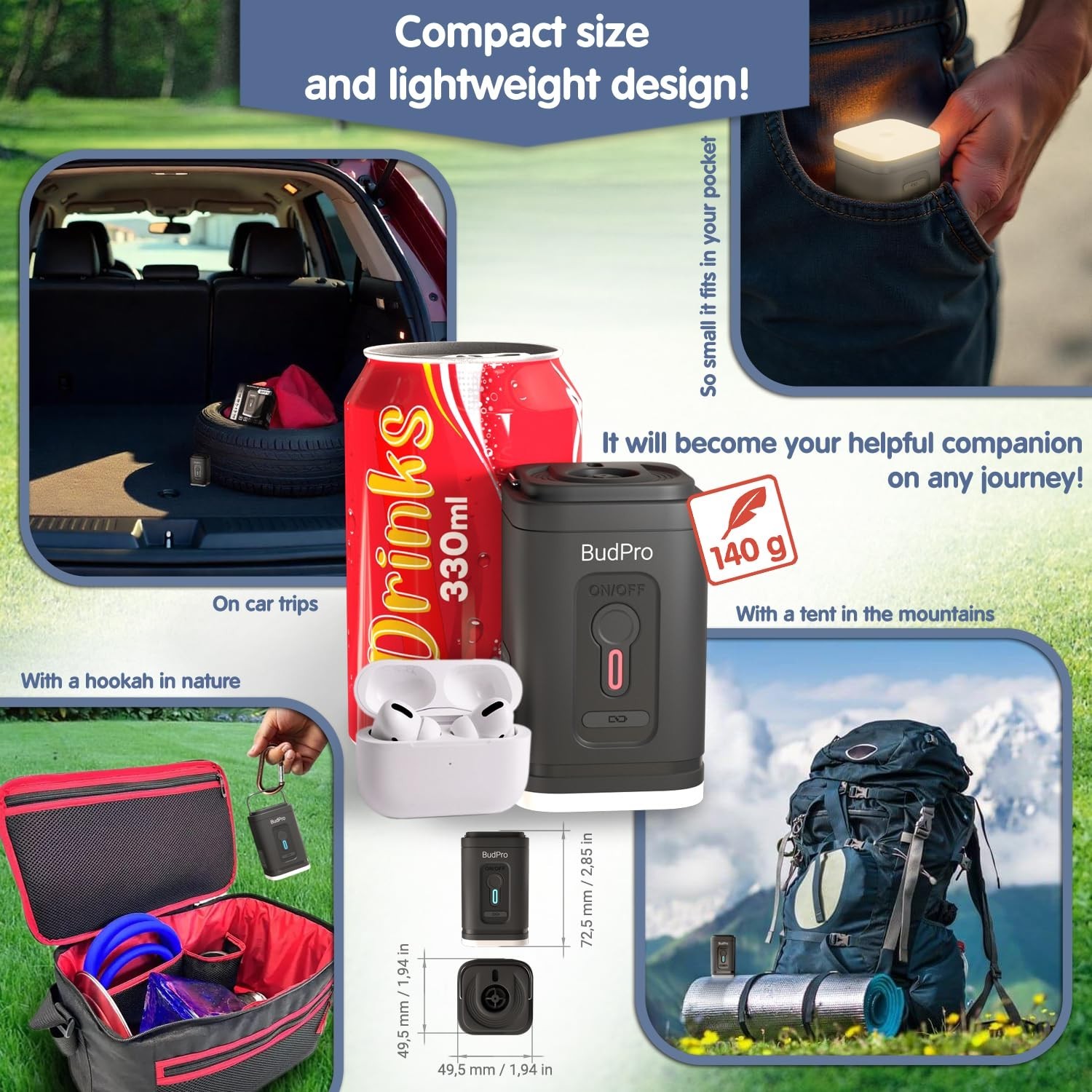 Portable Electric Hookah Pump Kit – Rechargeable Shisha Blower with Camping Ligh