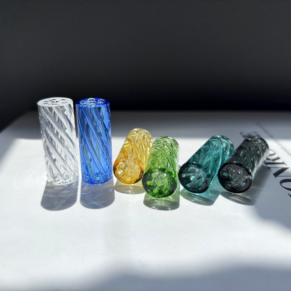 5pcs 7 Holes Spiral Smoking Glass Tips Cigarette Holder Cooling Filter D12*H30mm