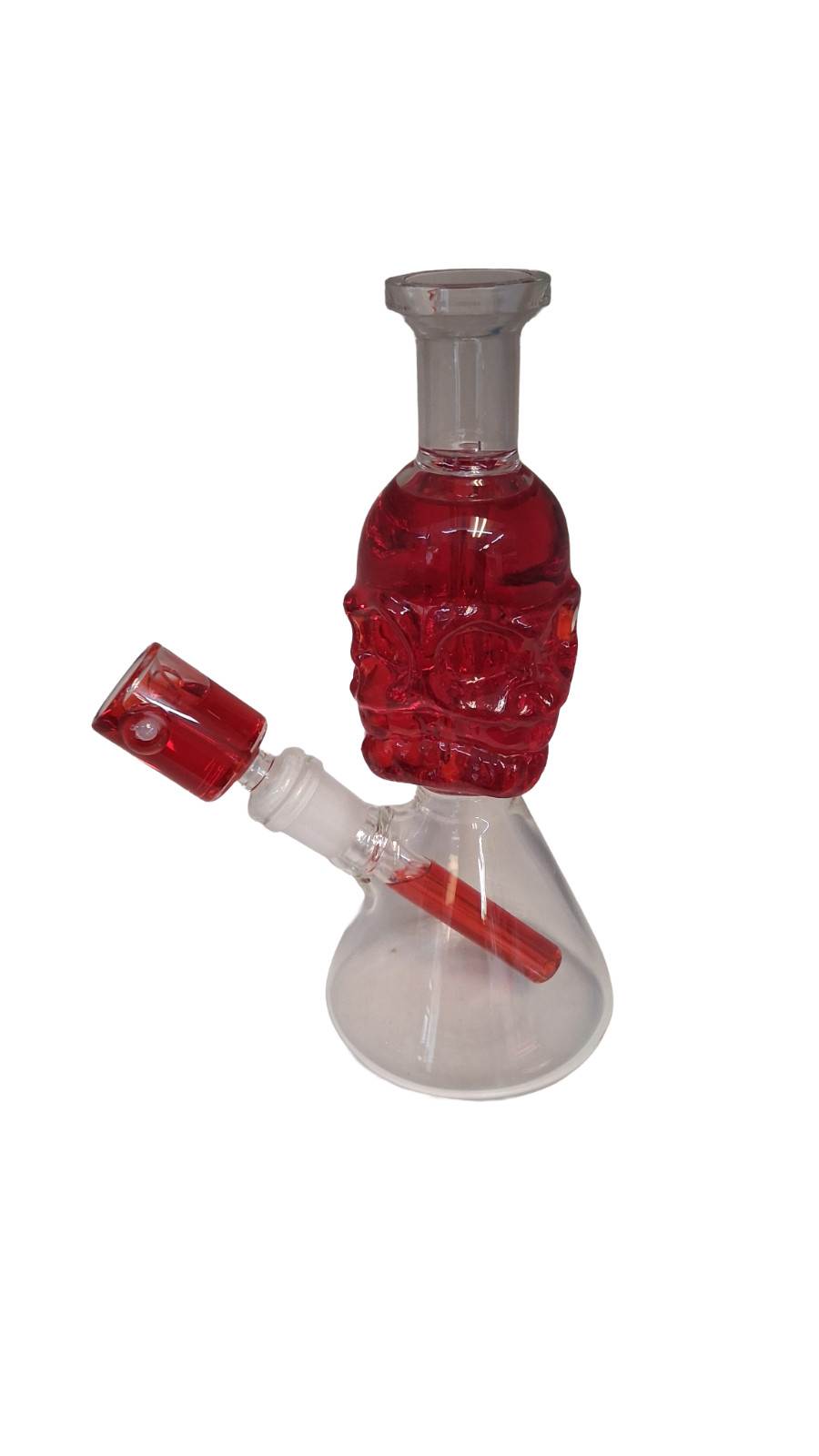 GSB Collectable Cryo 8in Glass Skull Water Pipe Red